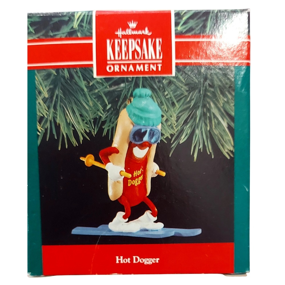 Vintage Hallmark Keepsake Ornament 1990 Hot Dogger Skiing Character QX497-6